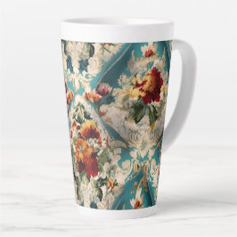 Italiaans floraal damast grillig patroon latte mok