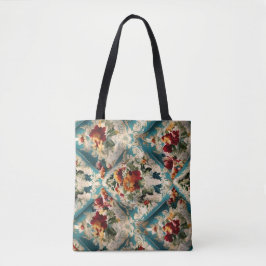 Italiaans floraal damast grillig patroon tote bag