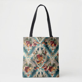 Italiaans floraal damast grillig patroon tote bag