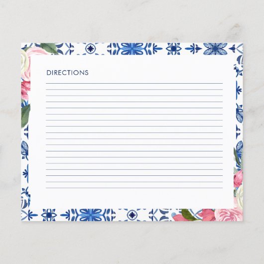 Italiaans Floral Vrijgezellenfeest Recept Kaart (Achterkant)