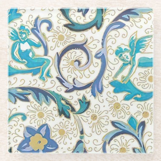 Italiaans Florentijns bloeipatroon Glazen Onderzetter (Voorkant)