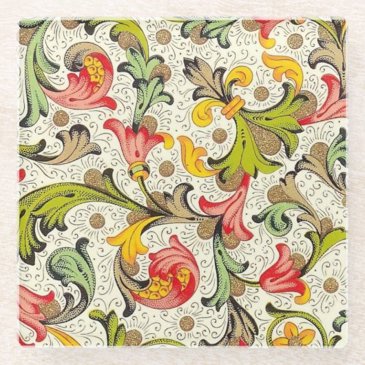 Italiaans Florentijns bloeipatroon Glazen Onderzetter (Voorkant)