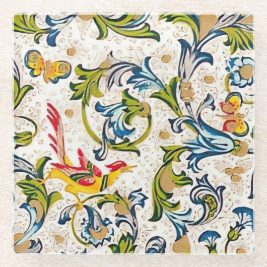 Italiaans Florentijns bloeipatroon Glazen Onderzetter (Voorkant)