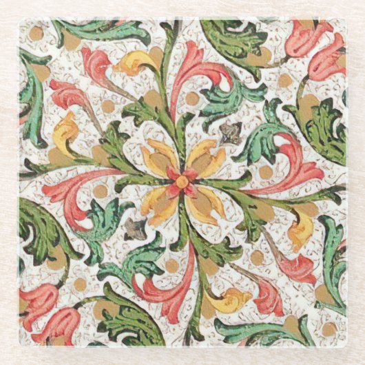 Italiaans Florentijns bloeipatroon Glazen Onderzetter (Voorkant)