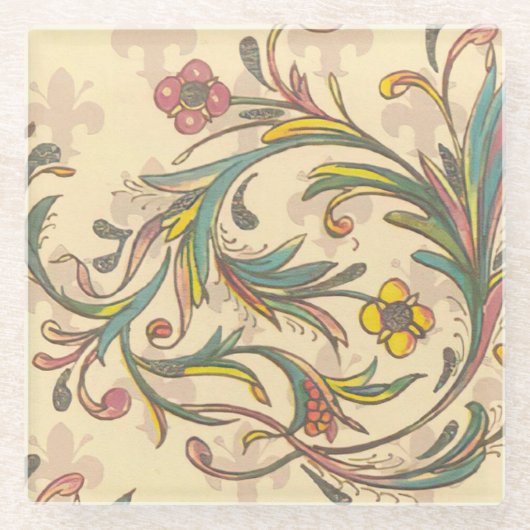 Italiaans Florentijns bloeipatroon Glazen Onderzetter (Voorkant)