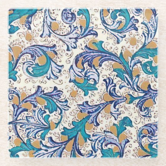 Italiaans Florentijns bloeipatroon Glazen Onderzetter (Voorkant)