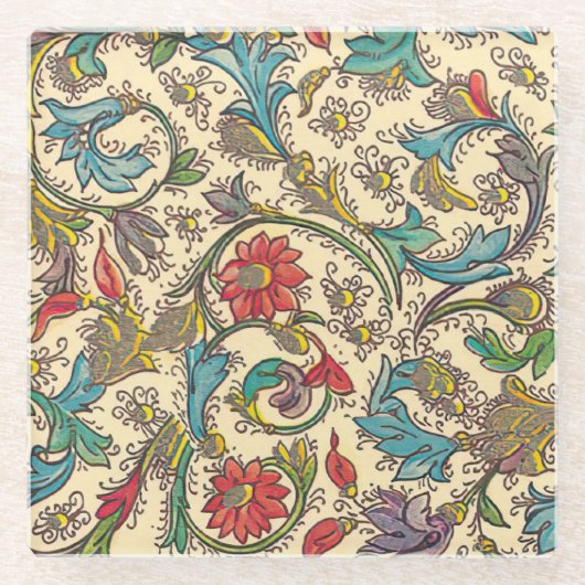 Italiaans Florentijns bloeipatroon Glazen Onderzetter (Voorkant)