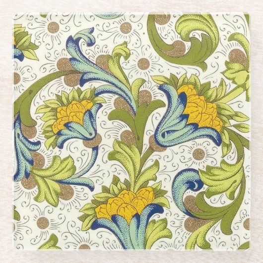 Italiaans Florentijns bloeipatroon Glazen Onderzetter (Voorkant)