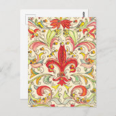 Italiaans Florentijns Fleur de Lis patroon Briefkaart (Voorkant / Achterkant)