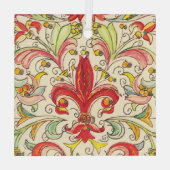 Italiaans Florentijns Fleur de Lis patroon Glas Ornament (Achterkant)