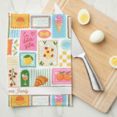 Italiaans Frans La Dolce Vita Patroon Kleurrijk Theedoek (Quarter Fold)