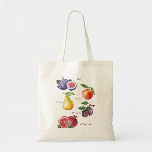 Italiaans fruit canvas tas Italiaans woorden canva (Voorkant)