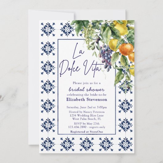 Italiaans fruit Tegels La Dolce Vita Vrijgezellenf Kaart (Voorkant)