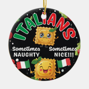 Italiaans Fun Naughty en Nice Ravioli Design Keramisch Ornament