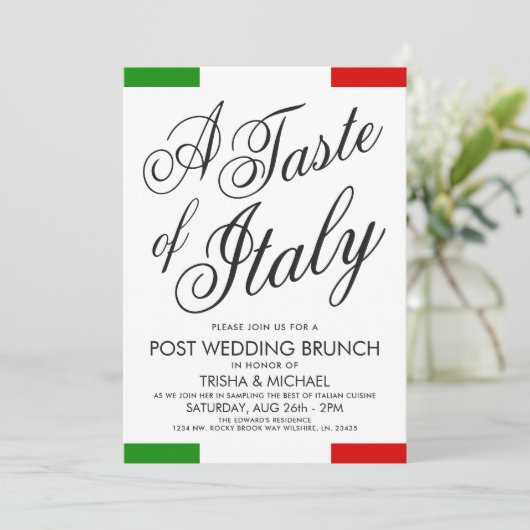 Italiaans Gedept Wedding Brunch | Binnengenote Kaart (Staand voorkant)