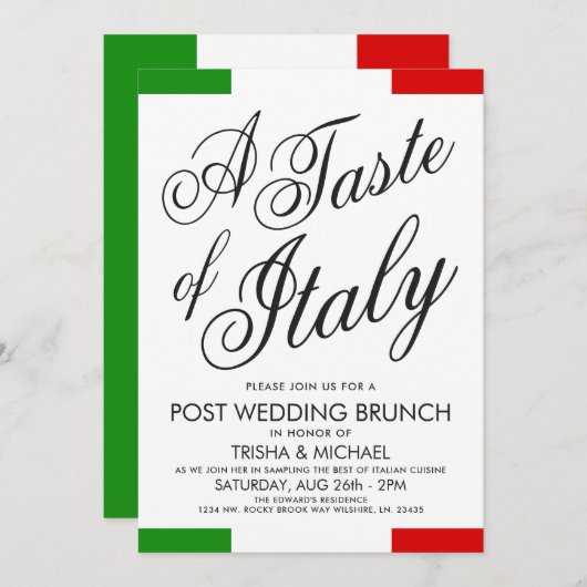 Italiaans Gedept Wedding Brunch | Binnengenote Kaart (Voorkant / Achterkant)