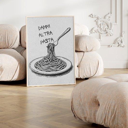 Italiaans Geef me Meer Pasta Trendy Retro Poster