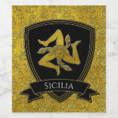 Italiaans geïnspireerd Trinacria en Shield Wijn Etiket (Enkel label)
