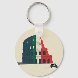 Italiaans geïnspireerde Colosseum Cirkel Sleutelha Sleutelhanger
