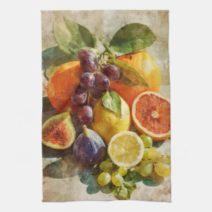 Italiaans geïnspireerde fruitcollage keukenhanddoe theedoek