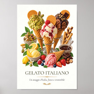 Italiaans Gelato – Vintage Italiaans Dessert Poster