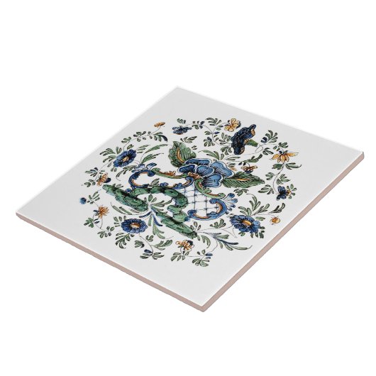 Italiaans geschilderde bloemenprint tegeltje (Zijkant)