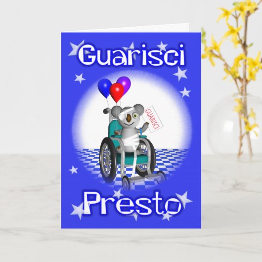 Italiaans Get Well Soon Quarisci Presto Kind kaart (Gele Bloem)