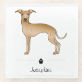 Italiaans-gouden hond-stoofpot met aangepaste teks glazen onderzetter (Voorkant)