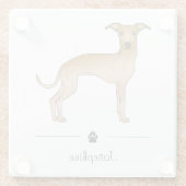 Italiaans-gouden hond-stoofpot met aangepaste teks glazen onderzetter (Achterkant)