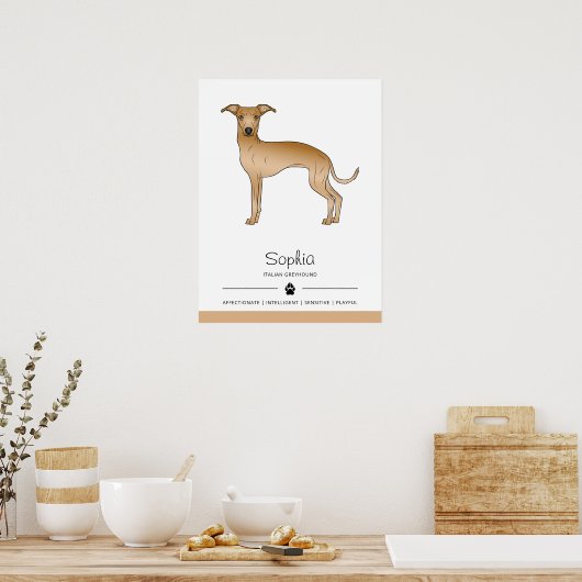 Italiaans-gouden hond-stoofpot met aangepaste teks poster (Keuken)