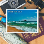 Italiaans Gouden zandstrand Sardinië Briefkaart<br><div class="desc">Ontsnap naar het prachtige gouden zandstrand van Sardinië,  waar grote golven voldoen aan pure sereniteit. Ontdek de essentie van kustschoonheid in deze originele foto. Perfect briefkaart om wat strandvibes te sturen of de vakantiedroom levend te houden</div>