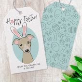 Italiaans grayhound Fawn Dog Cute Easter Bunny Cadeaulabel
