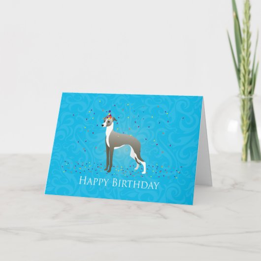 Italiaans "Greyhound Birthday Design" Kaart (Voorkant)