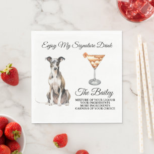 Italiaans Greyhound bruiloft handtekening Drink se Servet