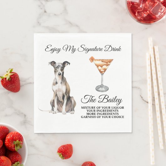 Italiaans Greyhound bruiloft handtekening Drink se Servet (Insitu)