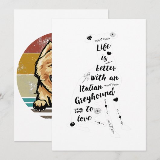 Italiaans Greyhound Design Italiaanse Greyhound Do Aankondiging (Voorkant / Achterkant)