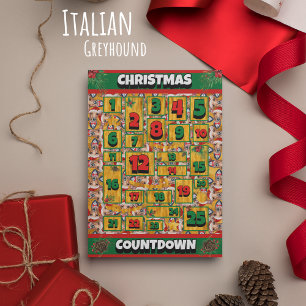 Italiaans Greyhound Dog Counterdown met Kerstmis A Feestdagenkaart
