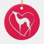 Italiaans Greyhound Dog elegant silhouette en hart Keramisch Ornament (Voorkant)