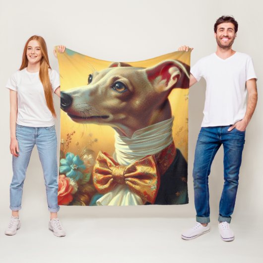 Italiaans Greyhound Dog Painting Fleece Deken (In situ)