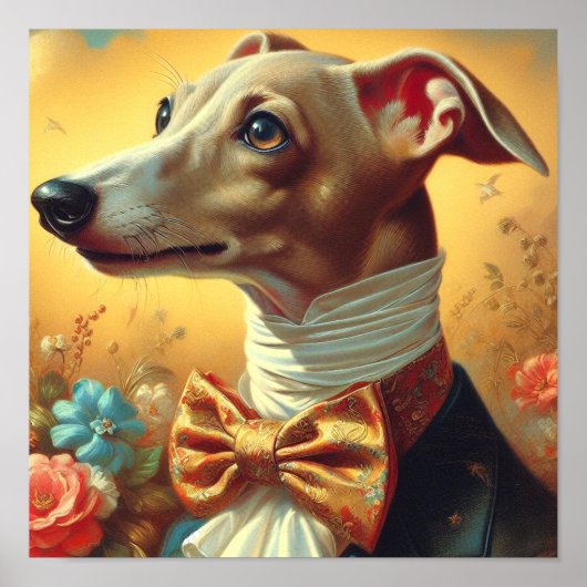 Italiaans Greyhound Dog Painting Poster (Voorkant)