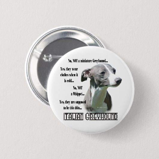 Italiaans Greyhound FAQ Button (Voorkant /achterkant)