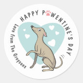 Italiaans Greyhound Fawn Cartoon Dog Cute Valentij Ronde Sticker (Voorkant)