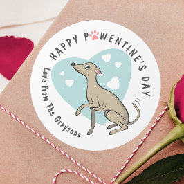 Italiaans Greyhound Fawn Cartoon Dog Cute Valentij Ronde Sticker