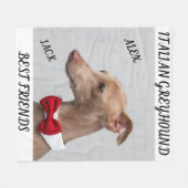 ITALIAANS GREYHOUND FLEECE BLANKET MET NAMEN. (Voorkant (Horizontaal))