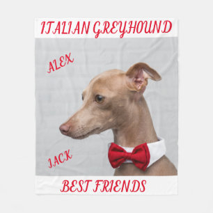 ITALIAANS GREYHOUND FLEECE BLANKET MET NAMEN. DEKEN