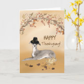 Italiaans Greyhound Funny Pilgrim Pet Thanksgiving Kaart (Gele Bloem)