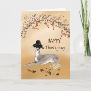 Italiaans Greyhound Funny Pilgrim Pet Thanksgiving Kaart