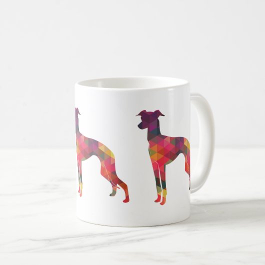 Italiaans Greyhound Geo Pattern Silhouette - Multi Koffiemok (Voorkant rechts)