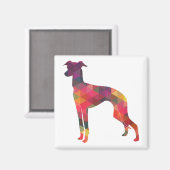 Italiaans Greyhound Geo Pattern Silhouette - Multi Magneet (Voorkant / Achterkant)