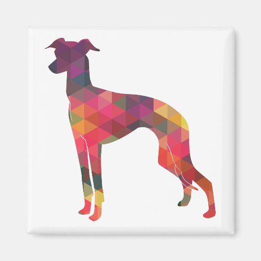 Italiaans Greyhound Geo Pattern Silhouette - Multi Magneet (Voorkant)